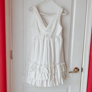 Betsey Johnson White Ruffled Babydoll Dress eyelet